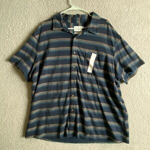 NWT GOODFELLOW & CO SHORT SLEEVE BUTTON DOWN STRIPED SHIRT SZ XXL